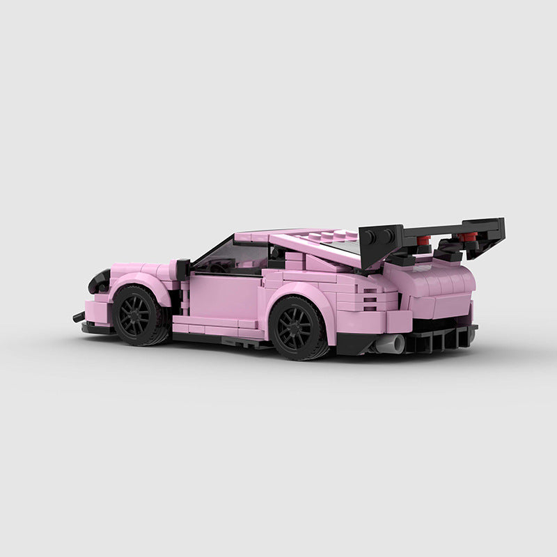 Miniature Car Blocks - Porsche 911 GT3RS - Pink Rear
