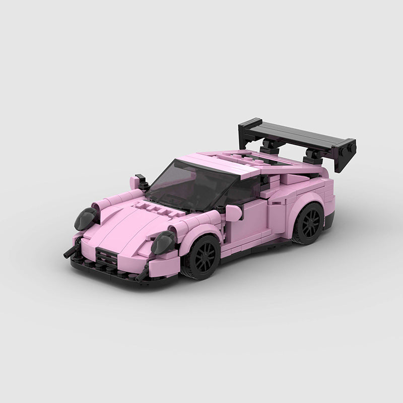 Miniature Car Blocks - Porsche 911 GT3RS - Pink Front
