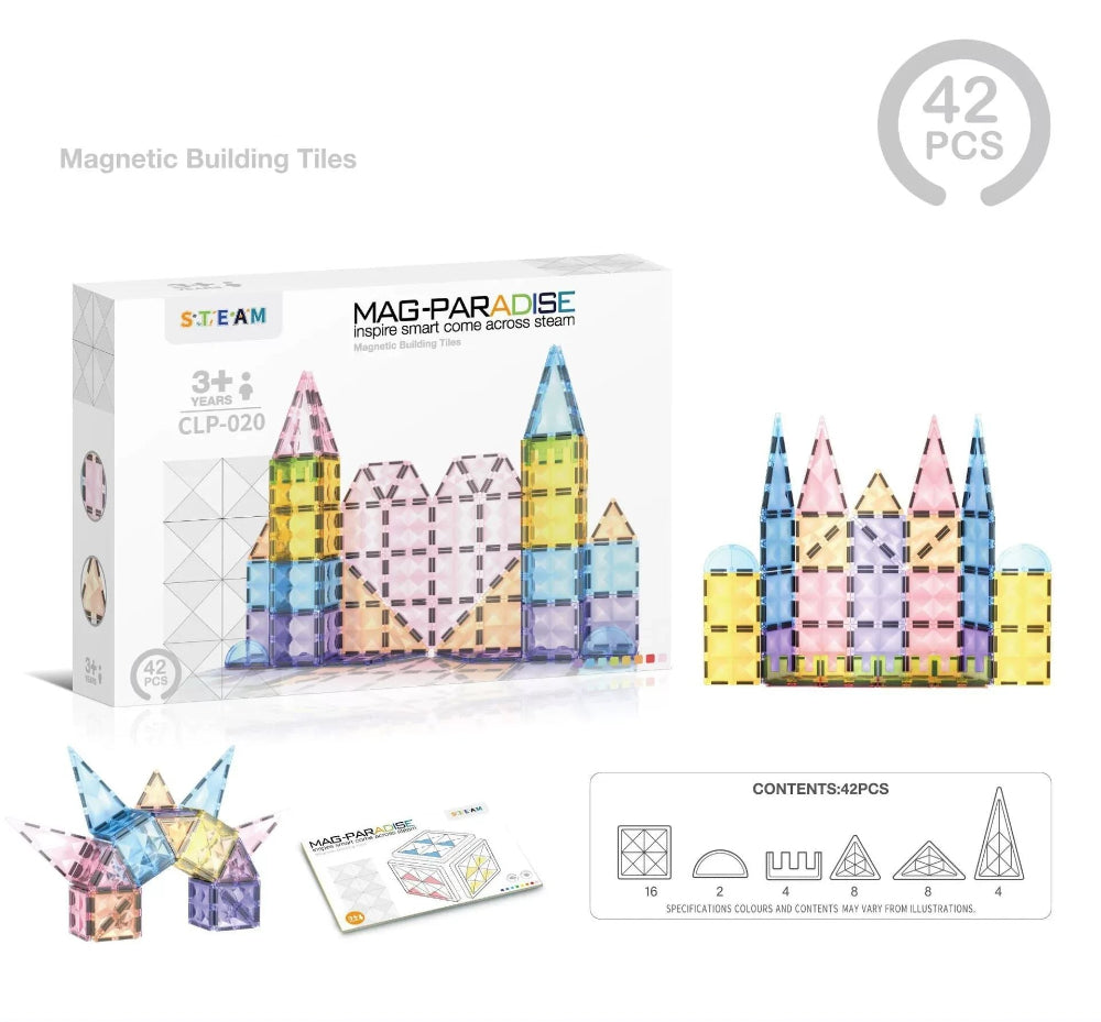 Toy Fiction - LightCraft Magentic Prism Tiles - Pastel - 42 Pack