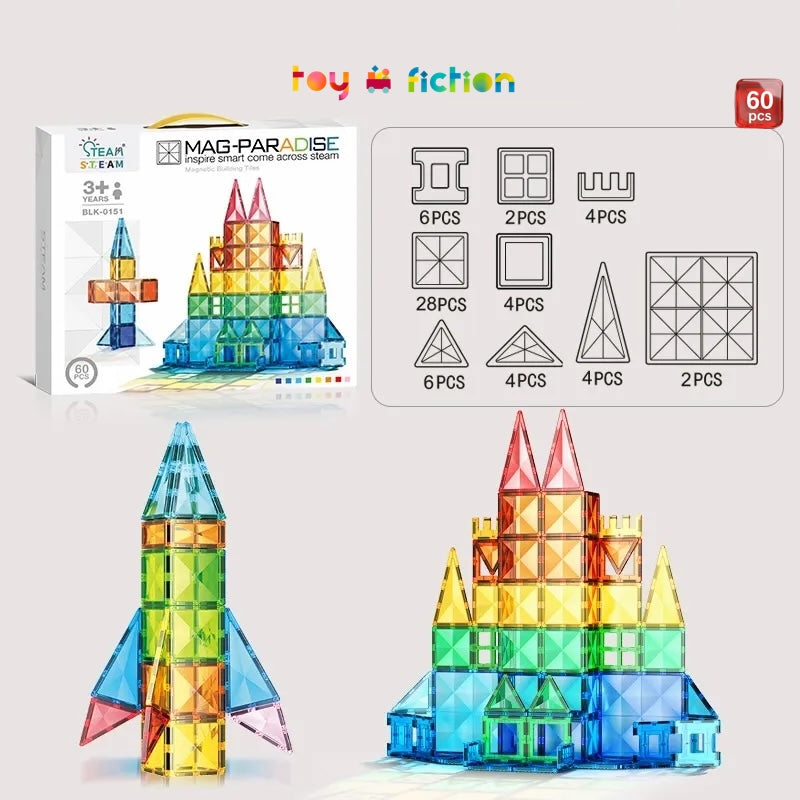 Toy Fiction - Magnetic Tiles 60 Pack Contents and Designs