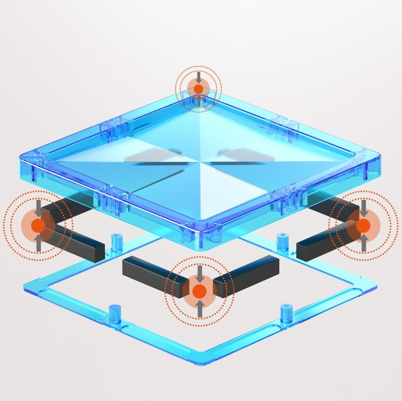 Technical diagram of a Magnetic Prism Tile on a light gray background