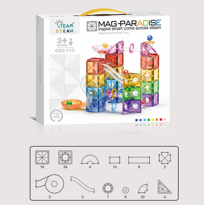 Toy Fiction - Magnetic Prism tiles and Pipes Box of 115 Pack