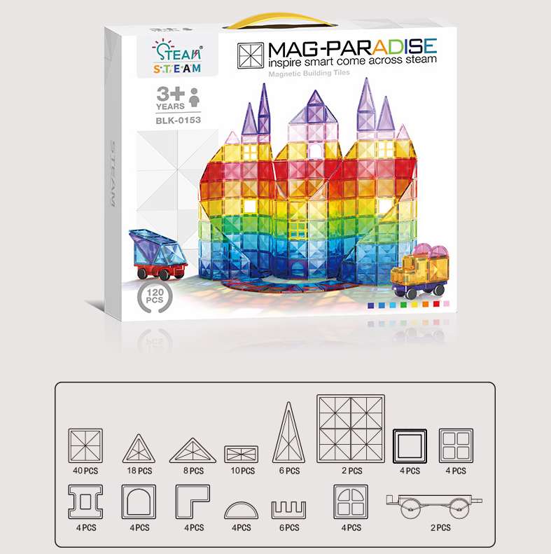 Toy Fiction - Magnetic Prism tiles Box of 120 Pack