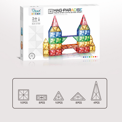 Toy Fiction - Magnetic Prism tiles Box of 40 Pack
