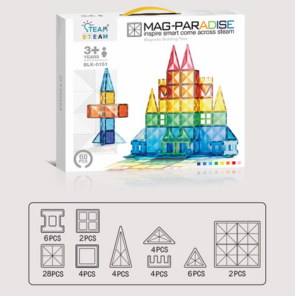 Toy Fiction - Magnetic Prism tiles Box of 60 Pack